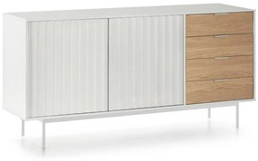 Comodă albă/în culoare naturală joasă cu aspect de lemn de stejar 159x80 cm Sierra – Teulat