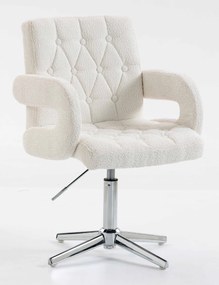 HR8404KW Scaun Crem Boucle cu Bază Aurie