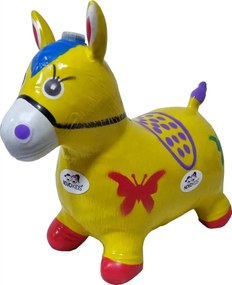 Calut de sarit gonflabil NOVOKIDS™ Jumping Donkey, Cu sunete si lumini, Dimensiuni 55X50X25 cm, Pentru interior si exterior, Max 50 kg, Galben