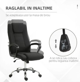 Vinsetto Scaun de Birou Ergonomic, Basculant și Captusit cu Înălțime Reglabilă, 62x76x110-119 cm, Negru | Aosom Romania