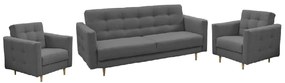 Canapea tapiţată 3+1+1, material textil gri închis, AMEDIA
