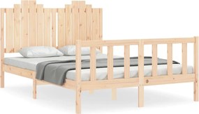 vidaXL Cadru de pat cu tăblie, dublu, lemn masiv