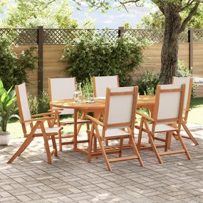 3279287 vidaXL Set mobilier de grădină, 7 piese, lemn masiv acacia/textilenă