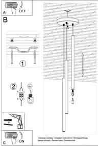 Lustră pe cablu Sollux SL.1197 PASTELO 3xG9/8W/230V auriu