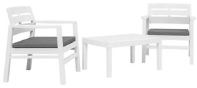 45620 vidaXL Set mobilier de grădină, 3 piese, alb, plastic