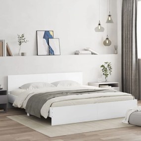 3207455 vidaXL Cadru de pat cu tăblie, alb, 200x200 cm
