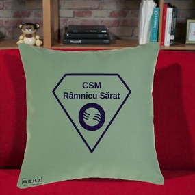 Perna Personalizata CSM Ramnicu Sarat Fotbal, 40x40 cm, Verde, Husa Detasabila, Perna Inclusa, BEKZ®