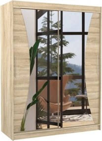 Dulap cu usi glisante si oglinda 150x200 cm, Max, ADRK Furniture (Culoare: Alb)