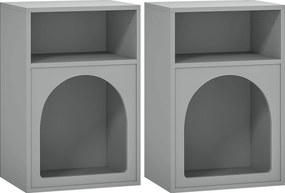 HOMCOM Set de 2 noptiere, noptieră cu compartimente deschise, design arcuat, 40 x 30 x 60 cm, gri | Aosom Romania