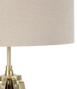 Lampa de podea alama cu abajur maro deschis trepied 50 cm - Cortin