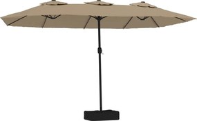 vidaXL Umbrelă de soare cu două capete, gri taupe, 449x265 cm