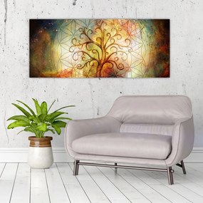 Tablou abstract cu copac (120x50 cm)