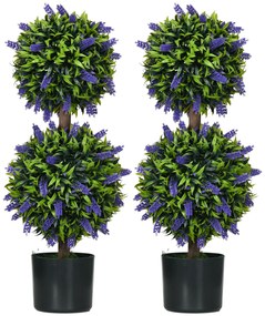HOMCOM Set de 2 plante artificiale, plantă artificială rezistentă la UV în ghiveci, 70 cm plantă de interior pentru camera de zi, grădină | Aosom Romania