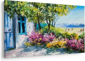 Tablou - Grădina din fața casei, pictură în ulei (90x60 cm)