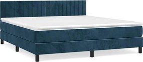 vidaXL Pat box spring cu saltea, albastru închis, 180x200 cm, catifea