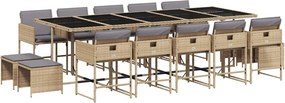 vidaXL Set mobilier grădină cu perne, 15 piese, bej combinat poliratan