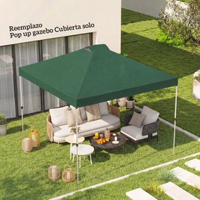 Outsunny Copertină de Pergolă de Schimb 3x3 m Acoperiș de Înlocuire pentru Cort Pliant din Țesătură Oxford 210D Protecție UV 50+ Verde | Aosom Romania