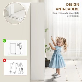 kleankin Dulăpior Coloană de Baie din Lemn cu 5 Rafturi și Ușă cu Oglindă, 32x28x162 cm, Alb | Aosom Romania