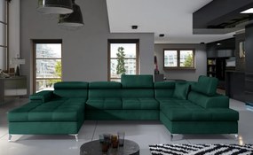 Canapea modulara, extensibila, cu spatiu pentru depozitare, 345x202x90 cm, Eduardo R02, Eltap (Culoare: Verde inchis / Monolith 37)