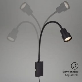 Lampă LED tactilă de perete TUSI 1xGU10/5W/230V negru Briloner 2085-015