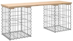 834329 vidaXL Bancă de grădină, design gabion, 103x31x42 cm, lemn masiv pin
