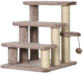 PawHut Arbore pentru zgârieturi, scara pentru animale de companie, 3 trepte, minge de joc, până la 5 kg, 45x40x48cm, Maro | Aosom Romania