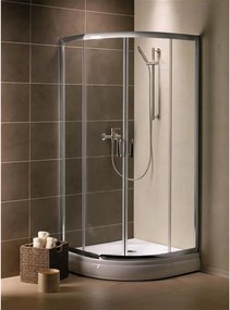 Cabina de dus semirotunda usi culisante Radaway Premium Plus A 1900 80x80 cm profil crom lucios