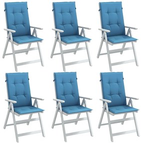 vidaXL Perne scaun spătar înalt 6buc melanj albastru 120x50x4cm textil