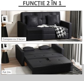 HOMCOM Canapea Extensibila 2 Locuri cu Spațiu de Depozitare Design 2 în 1 pentru Salon Sufragerie Dormitor | Aosom Romania