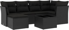 vidaXL Set canapele de grădină cu perne, 7 piese, negru, poliratan