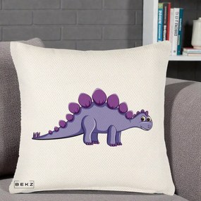Perna Personalizata Stegozaur Mov, 40x40 cm, Crem Reliefat, Husa Detasabila, Perna Inclusa, BEKZ®
