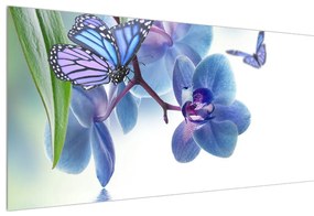 Tablou cu fluture pe floare de orhidee (120x50 cm), în 40 de alte dimensiuni noi