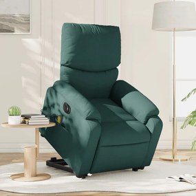 vidaXL Fotoliu electric masaj rabatabil / ridicare verde închis textil