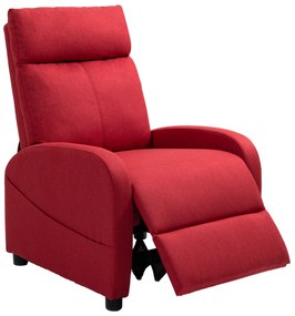 HOMCOM Fotoliu Rabatabil Manual cu Suport pentru Picioare din Material Textil cu Efect de In, 69x85x100 cm, Roșu Vin | Aosom Romania