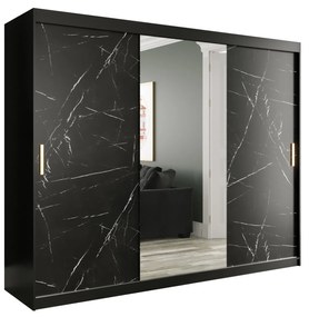 Dulap de haine 250 cm Marbelo T1 (mat negru + marmură neagră). 1064577