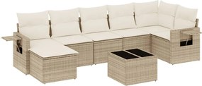 vidaXL Set canapele de grădină, 8 piese, cu perne, bej, poliratan