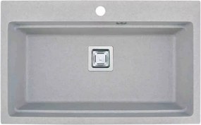 Chiuveta compozit Inter Ceramic finisaj granit gri nisip 78x48 cm cu orificiu baterie
