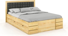 Pat lemn masiv Tapițat TerraCraft cu sertar Personalizabil Model 1 - 120x200, Da