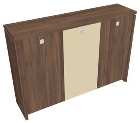 Dulap mediu pentru haine Verno 188 x 46 x 130 cm, uși combinate, nuc / vanilie