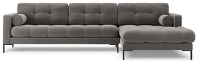 Colțar tapițat Bali, Gri deschis/5 locuri/picioare negre/partea dreaptă/ L293 x l185 x h75