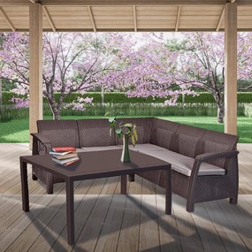 Set de mobilier de grădină Corfu Love max duo cu masă melodie maro