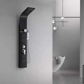 Panou de duș cu hidromasaj Alegro Black, oțel inoxidabil