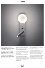 Redo 01-2991 - Aplica de perete LED OASIS LED/3W/230V+1xG9/10W USB CRI 90 alb
