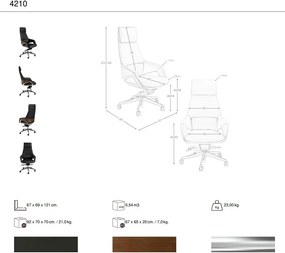 Scaun de birou modern piele sintetica si furnir de nuc Black