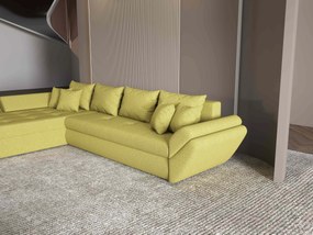 Colțar extensibil dumonde cu ladă de depozitare si sezut confortabil din spuma high-density, Loana XL Enjoy Verde 335x185 cm