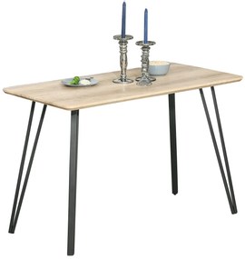 HOMCOM Masă de mese design industrial, blat mare dim. 120L x 60l x 75H cm, picioare din metal negru în formă de ace, MDF aspect de stejar deschis | Aosom Romania