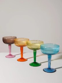 Pahar de cocktail, roz, din sticla, cu picior, H13 cm, Bicolor
