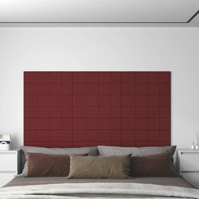 Panouri de perete, 12 buc., rosu vin, 60x15 cm, textil, 1,08 m   12, Bordo, 60 x 15 cm