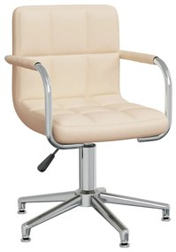 vidaXL Scaun de bucătărie pivotant, crem, material textil