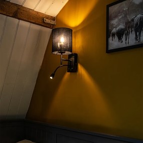 Aplică modernă neagră cu abajur din bumbac - Stacca